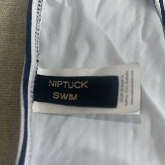 Niptuck White and Navy Striped Bikini Tie Top - Picture 4 of 5